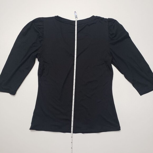 Bobeau Puff Sleeve Butter Top Womens Size XS Black V-Neck ¾ Sleeve Coquette NWOT - Picture 5 of 16